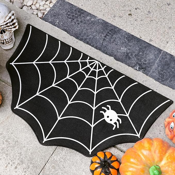 TRUEDAYS Halloween Spider Web Welcome Indoor Outdoor Half Circle Floor Mat Durable Bedroom Door M... | Amazon (US)