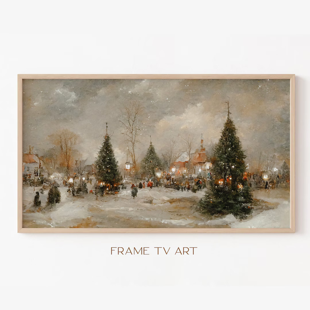 Samsung Frame TV Art | Christmas Frame TV Art 4K | Winter Painting TV Art | Vintage Landscape Pai... | Etsy (US)