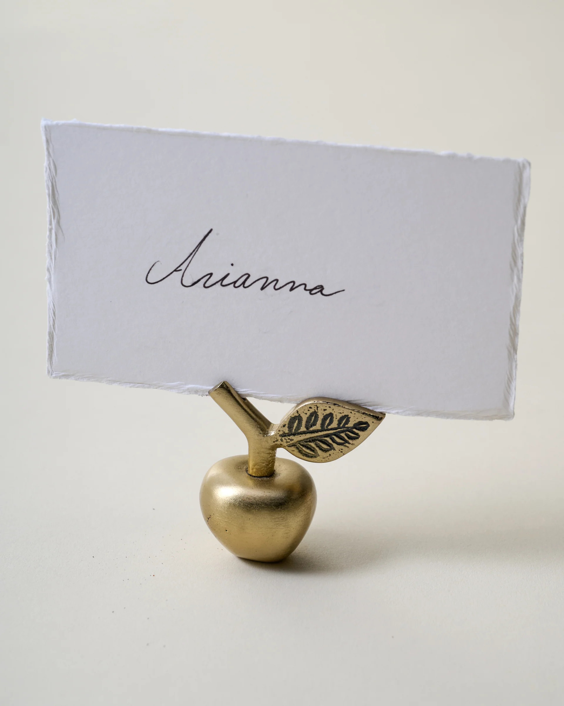 Antique Brass Apple Placecard Holder | Magnolia