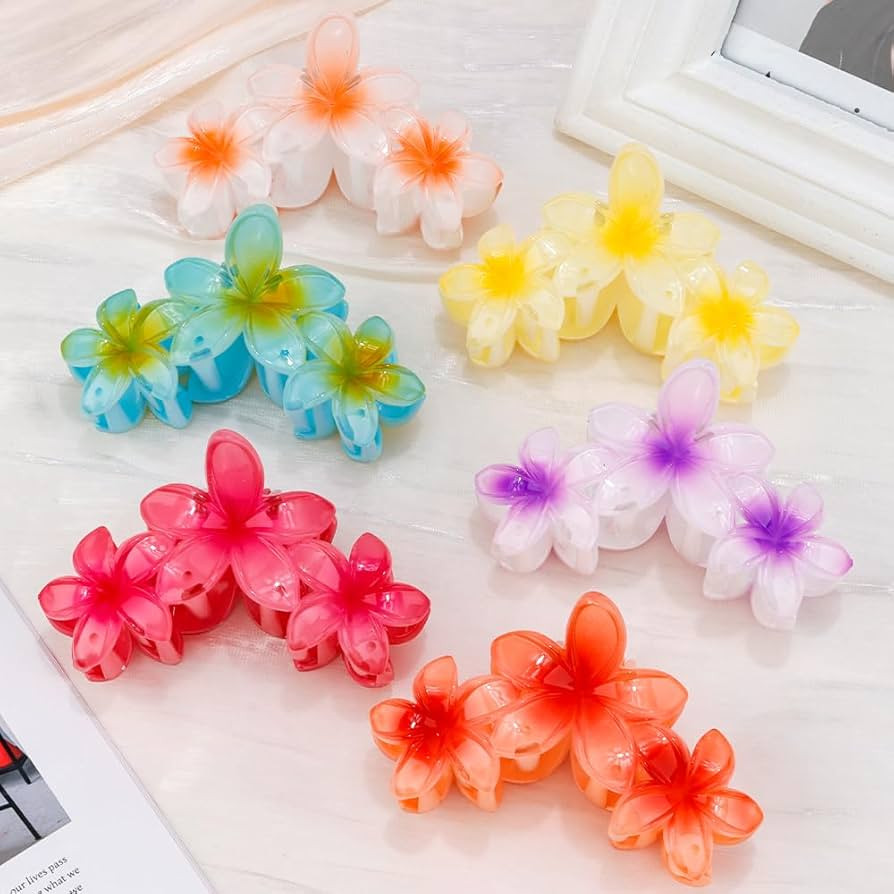 Ahoney 6PCS Flower Claw Clips Cute Hair Clips for Women Strong Hold Arcylic Nonslip Hawaiian Flow... | Amazon (US)
