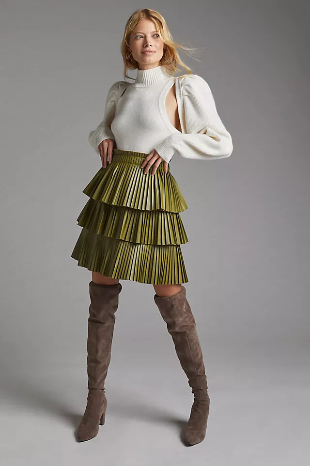 Tiered Faux Leather Mini Skirt | Anthropologie (US)