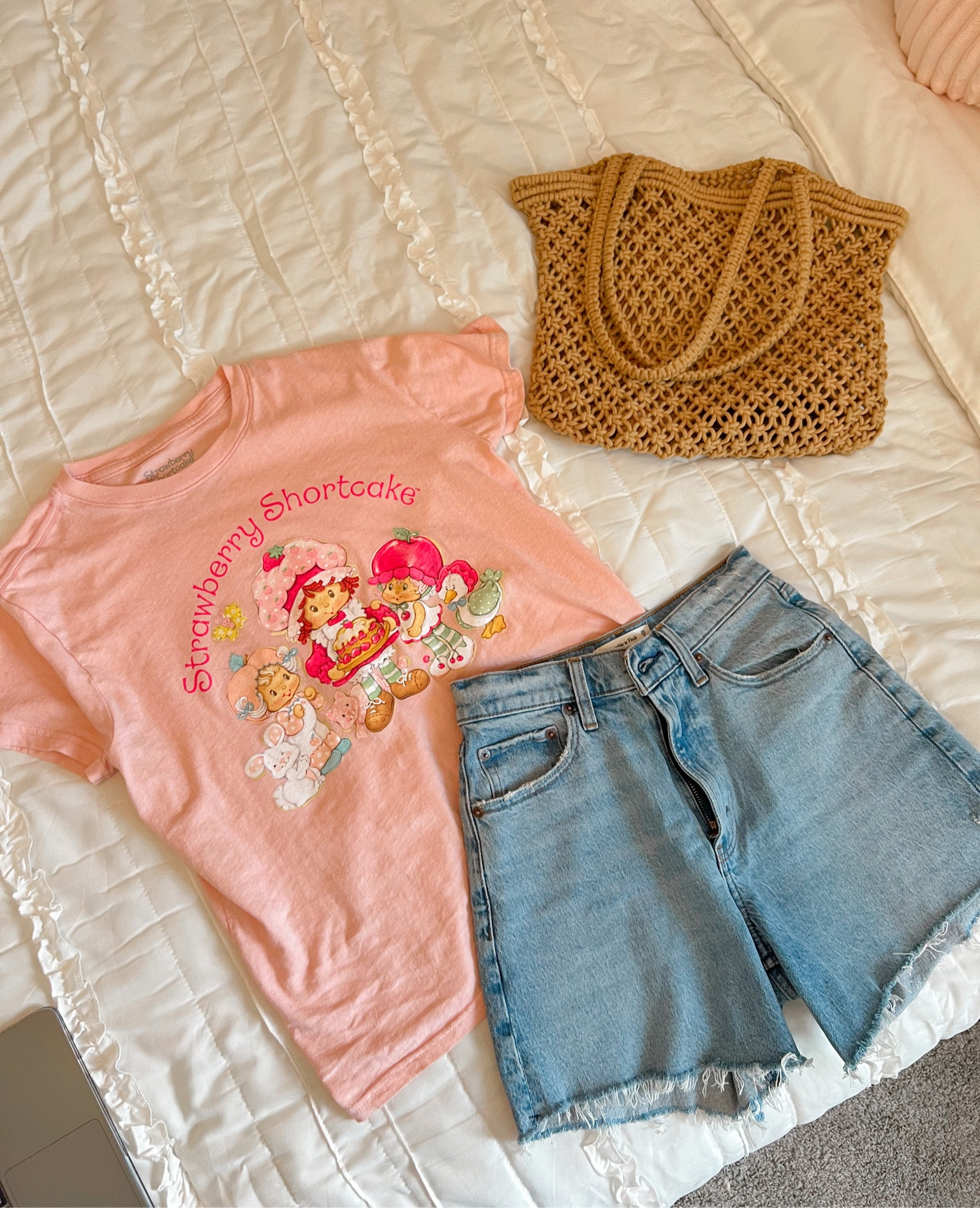 summer outfit inspo! super cute strawberry shortcake shirt & abercrombie dad shorts 🌞 wearing size S in top and 25/0 in shorts 

#LTKfit #LTKFind #LTKstyletip