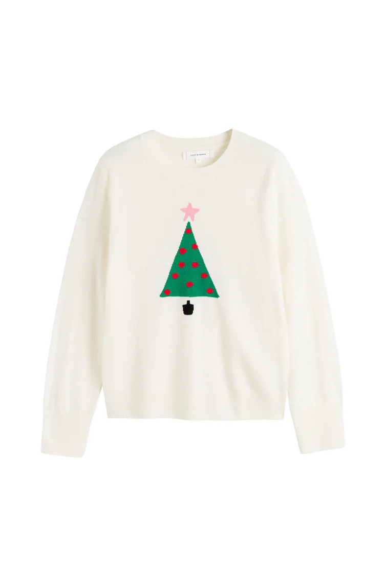Cream Wool-Cashmere Xmas Tree Sweater | Chinti & Parker