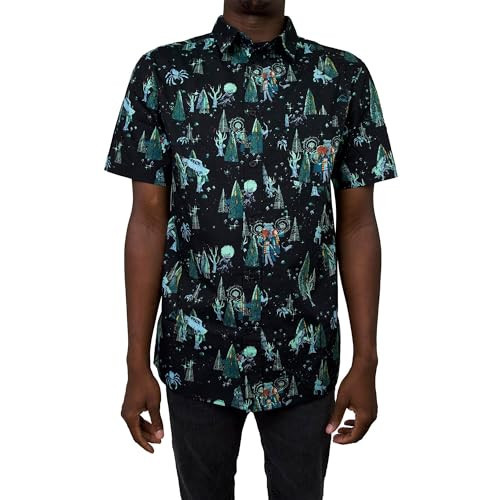 Harry Potter Men's Forbidden Forest Pattern Button Down Shirt, Black, Medium | Amazon (US)