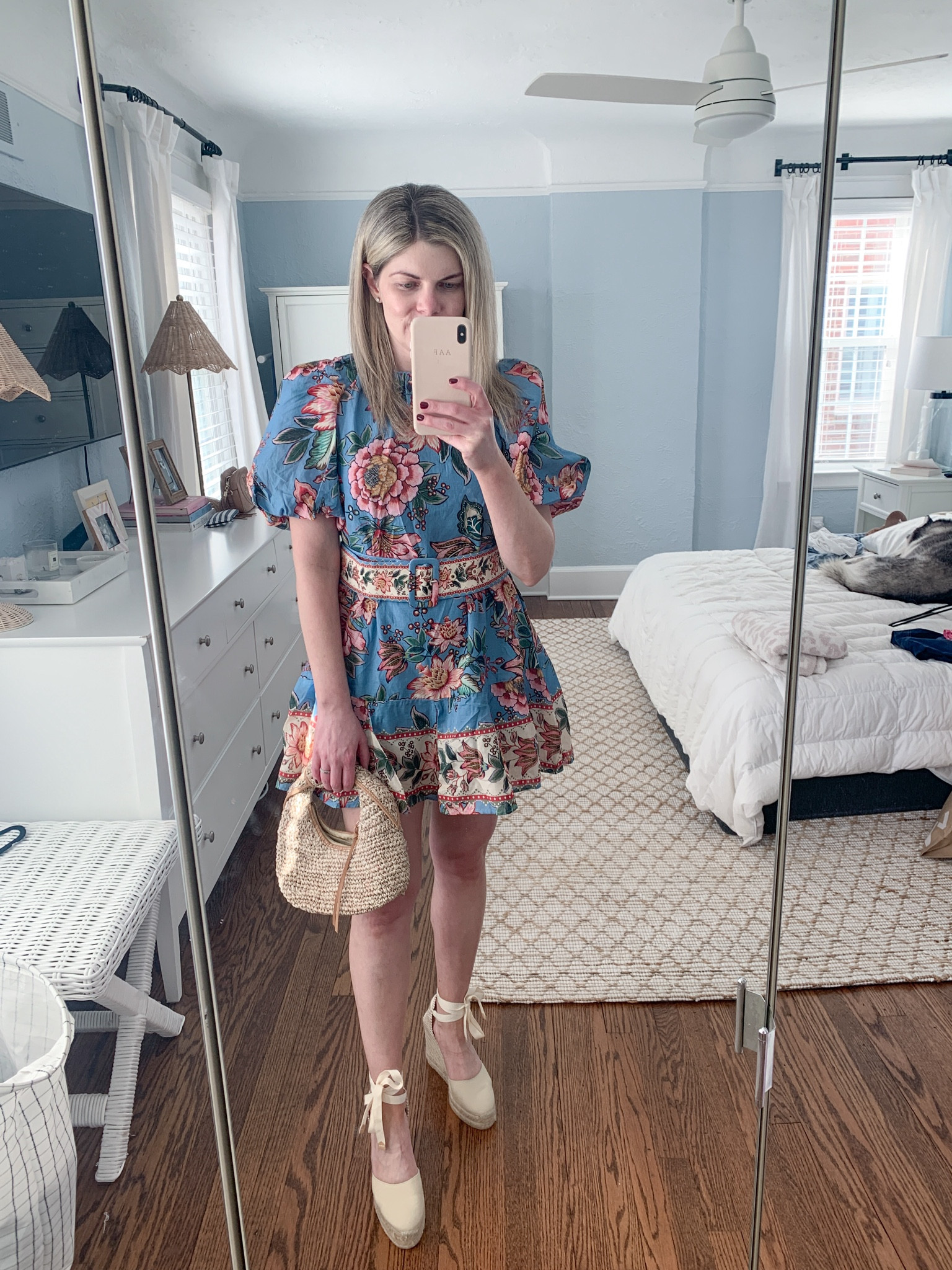 Spring dress, vacation outfit ideas, Easter dress, raffia handbag, espadrilles 

#LTKshoecrush #LTKSeasonal #LTKitbag