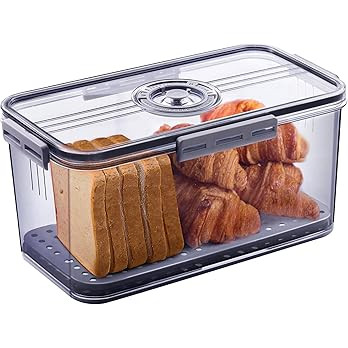 Bread Box Bread Boxes for Kitchen Counter Airtight, Time Recording Bread Storage Container with L... | Amazon (US)