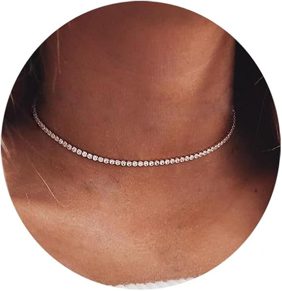 Tennis Necklace Gold Choker Necklace for Women 3mm Diamond Chain Dainty Necklaces Bridesmaid Gift... | Amazon (US)