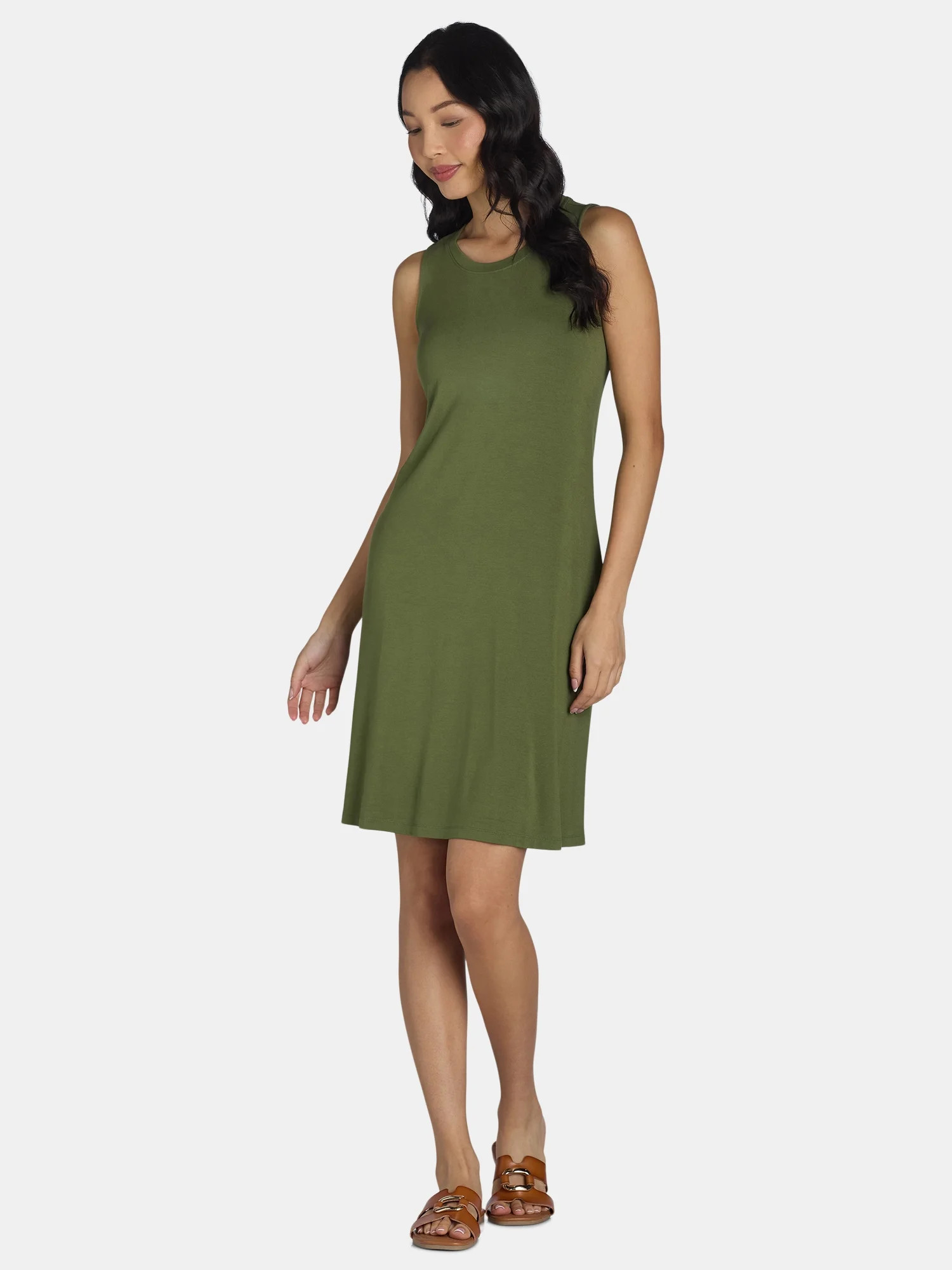 Time and Tru Women's Sleeveless Knit Swing Dress, Sizes XS-XXXL | Walmart (US)