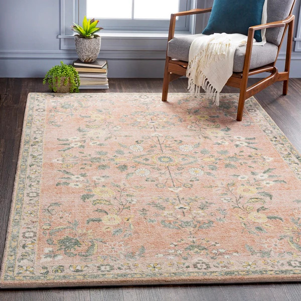 Arrietty Vintage Floral Printed Area Rug - Pale Pink - 7'6" x 9'6" | Bed Bath & Beyond
