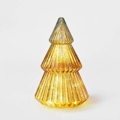 LIT Medium Mercury Glass Christmas Tree Decorative Figurine Darker Gold - Wondershop™ | Target