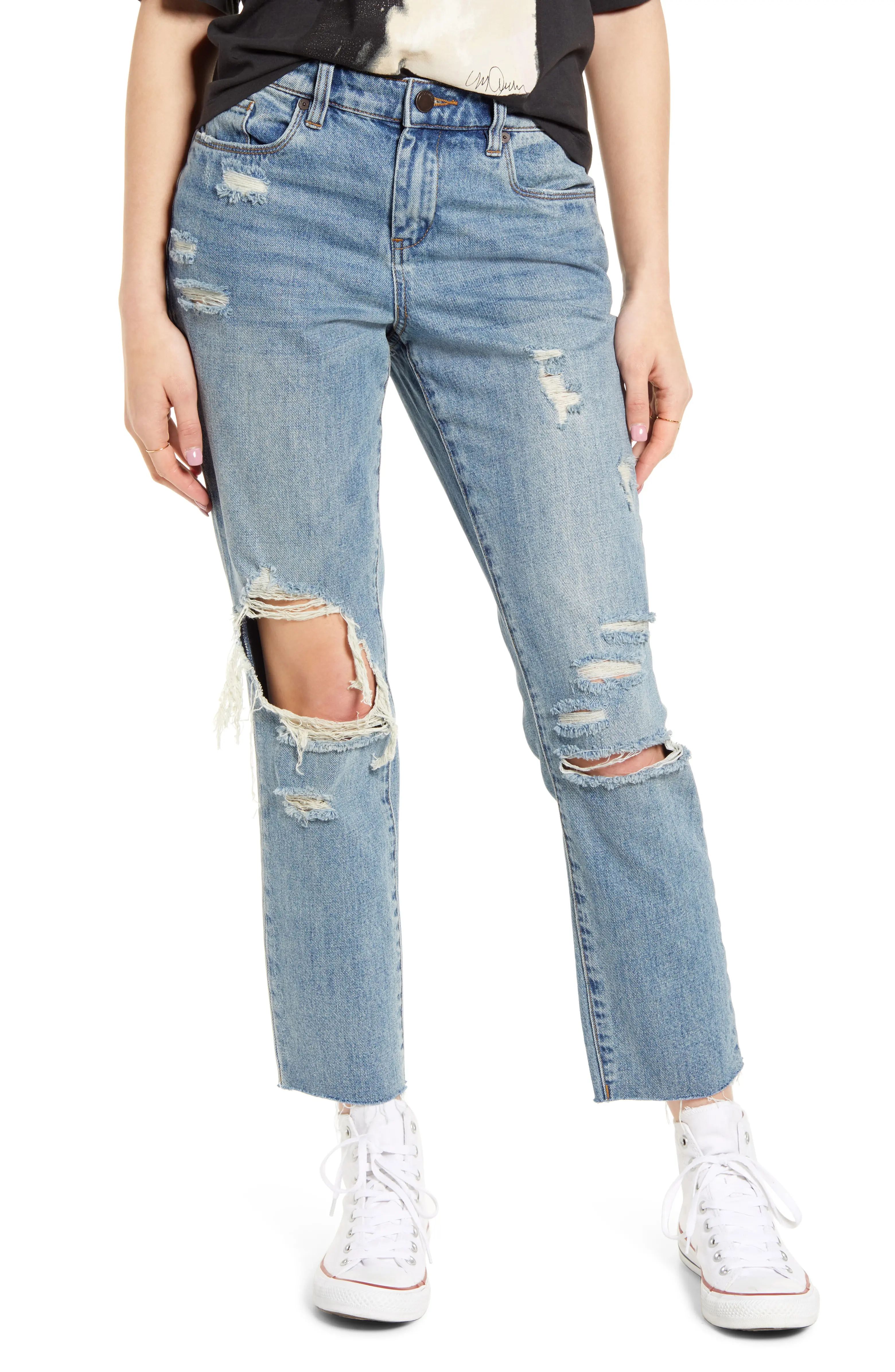 Ripped Straight Leg Ankle Jeans | Nordstrom