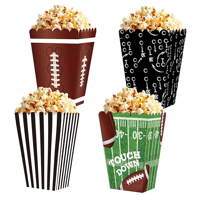 YQUQWN 24 Pcs Football Party Supplies Kit Football Game Day Supplies Football Popcorn Boxes Popco... | Amazon (US)