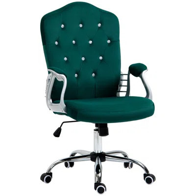 Adjustable Velvet Office Chair With Swivel Wheels, Chic Button Tufting, For Cozy Home Workspace | Wayfair North America