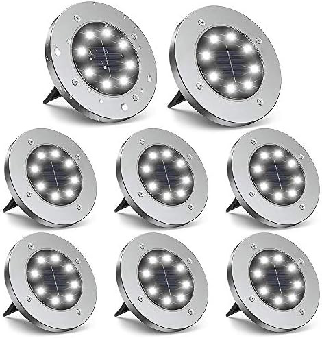 ZGWJ Solar Ground Lights,8 LED Disk Lights Upgraded Outdoor Garden Lights Landscape Lights for La... | Amazon (US)
