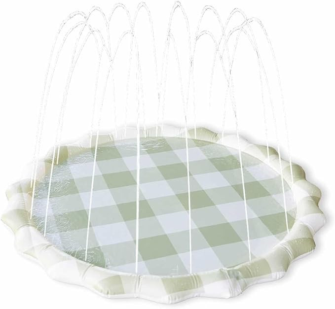 Neutral Gingham Splash Pad for Kids - Outdoor Sprinkler for Kids & Toddlers, Water Mat Sprinkler ... | Amazon (US)