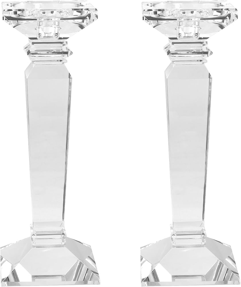 Crystal Candlestick Holders 2 Pack- Clear Crystal Taper/Pillar Candles Holder– Table Centerpiec... | Amazon (US)