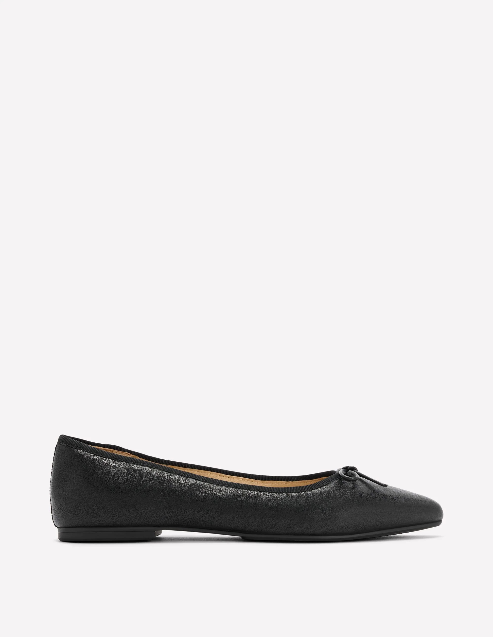 Point Flexi Sole Flats-Black Tumble Leather | Boden UK