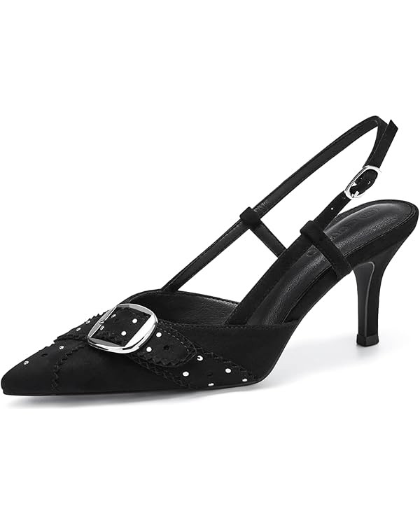 Coutgo Womens Slingback Kitten Heels Pumps Shoes | Amazon (US)