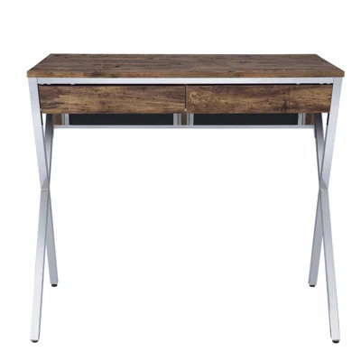 2-Drawer Writing Desk With Weathered Oak Finish And Accents | Gift Idea | Wayfair North America