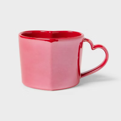 8 oz Stoneware Heart Handle Mug Red - Spritz™ | Target