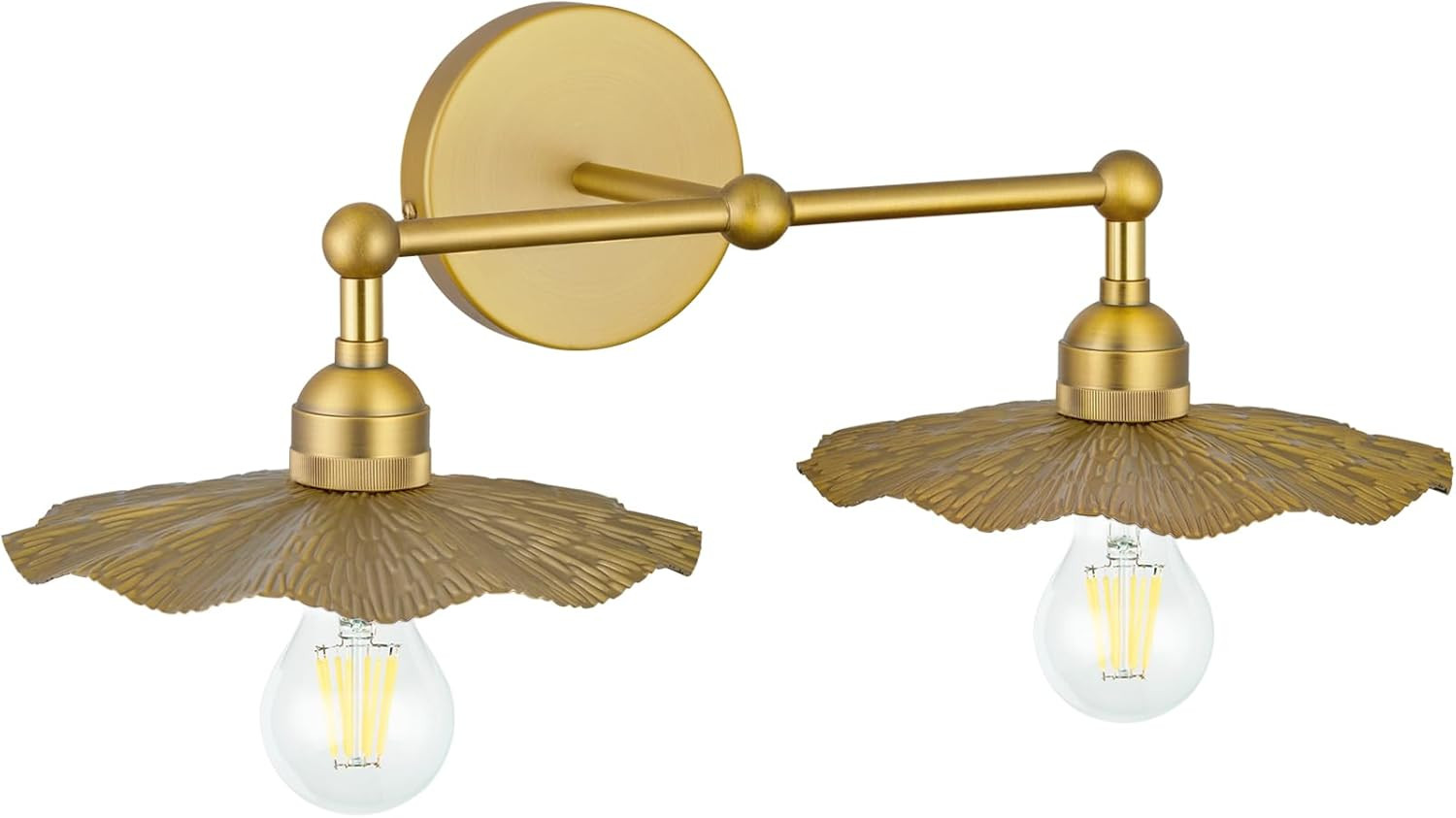 PASSICA DECOR Hardwired 2 Head Wall Sconce Indoor Wall Light Antique Brass 2-Lights with Flower S... | Amazon (US)