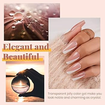 Amazon.com: Beetles Gel Polish Set- 6 Colors Transparent Jelly Milky White Sheer Pink Nude Gel Ul... | Amazon (US)