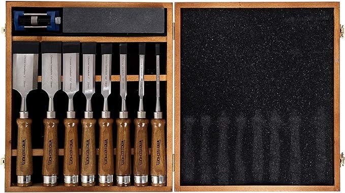 IMOTECHOM 10-Pieces Woodworking Wood Chisel Set with Walnut Handle, Honing Guide, Sharpening Ston... | Amazon (US)