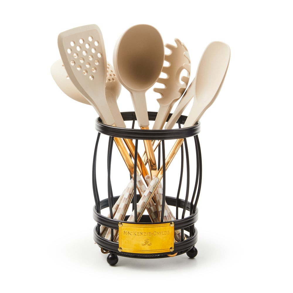 Mocha Check Utensil Caddy Set | MacKenzie-Childs