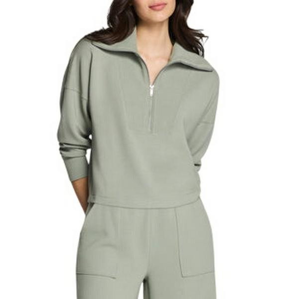 Women's Spanx AirEssentials French Rib 1/2 Zip Pullover Medium Sage Brush | Scheels Sports