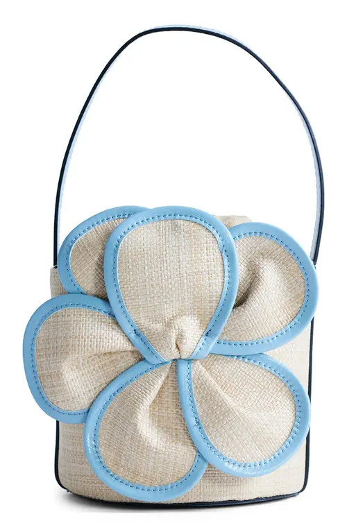 Topshop Medium Gino Straw Flower Bag in Lblue at Nordstrom | Nordstrom