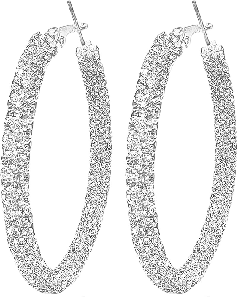 Multcolors Cubic Zirconia Hoop Earrings For Women Statement Oval Rhinestone Hoop Earrings 14K Gol... | Amazon (US)