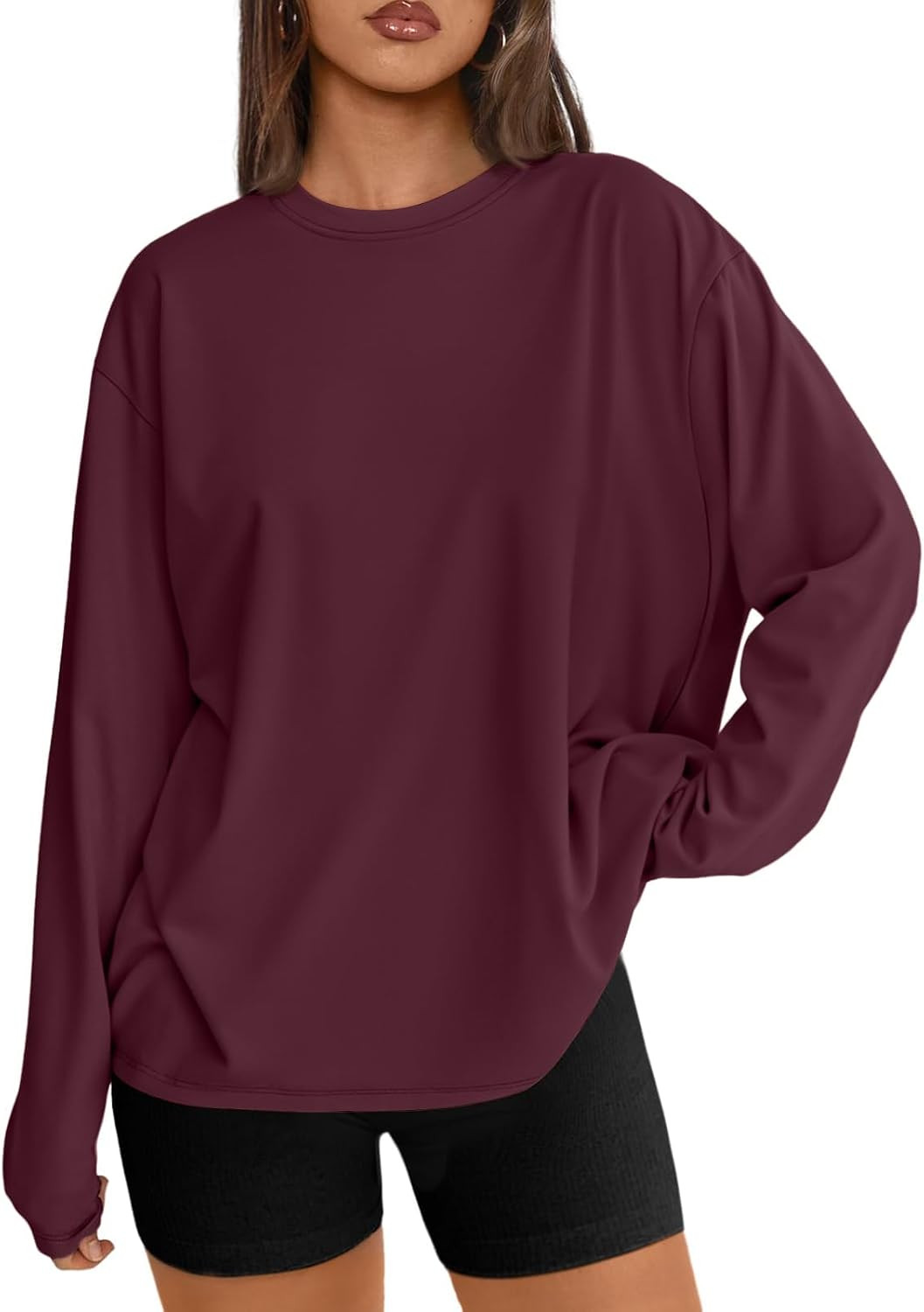 Trendy Queen Womens Oversized Long Sleeve Shirts Fall Tops 2026 Basic Tees | Amazon (US)