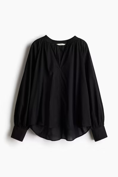 H & M - Balloon-Sleeved Blouse - Black | H&M (US + CA)
