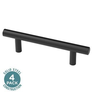Liberty 4-Pack Solid Bar 3 in. (76 mm) Modern Matte Black Cabinet Drawer Bar Pulls P15510C-FB-SP ... | The Home Depot