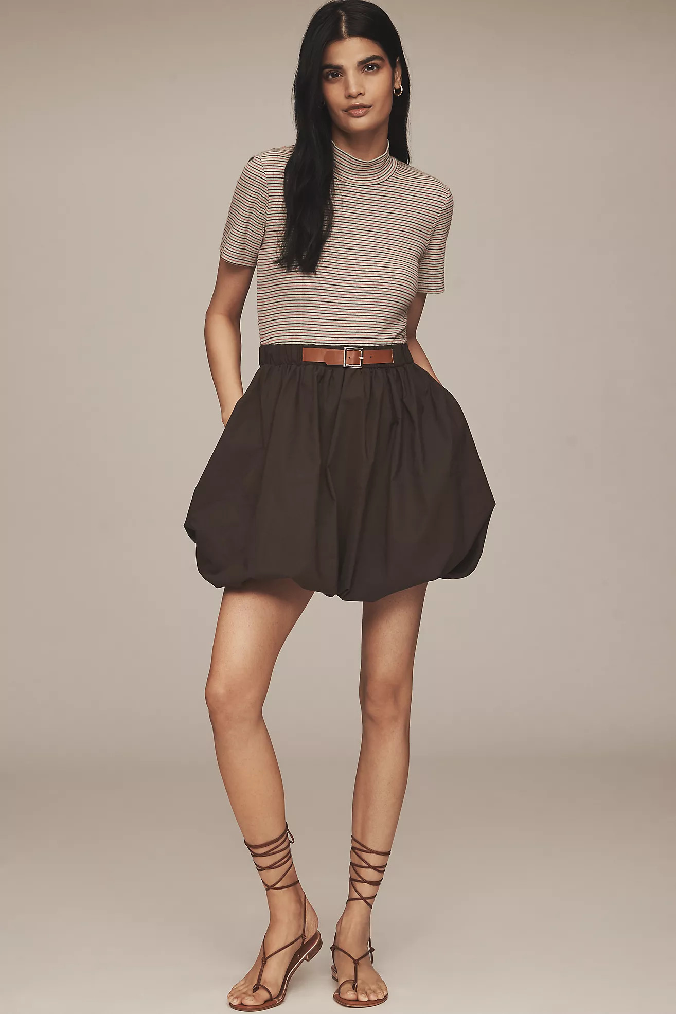 Maeve Belted Twofer Bubble Mini Dress | Anthropologie (US)
