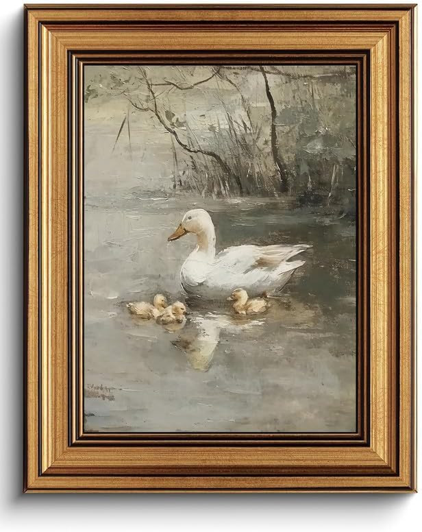 Gold Framed Wall Art Vintage Spring Duck Canvas Wall Art Retro Cottagecore Artwork Nature Landsca... | Amazon (US)