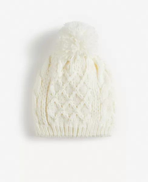 Pearlized Pom Pom Beanie | Ann Taylor Factory