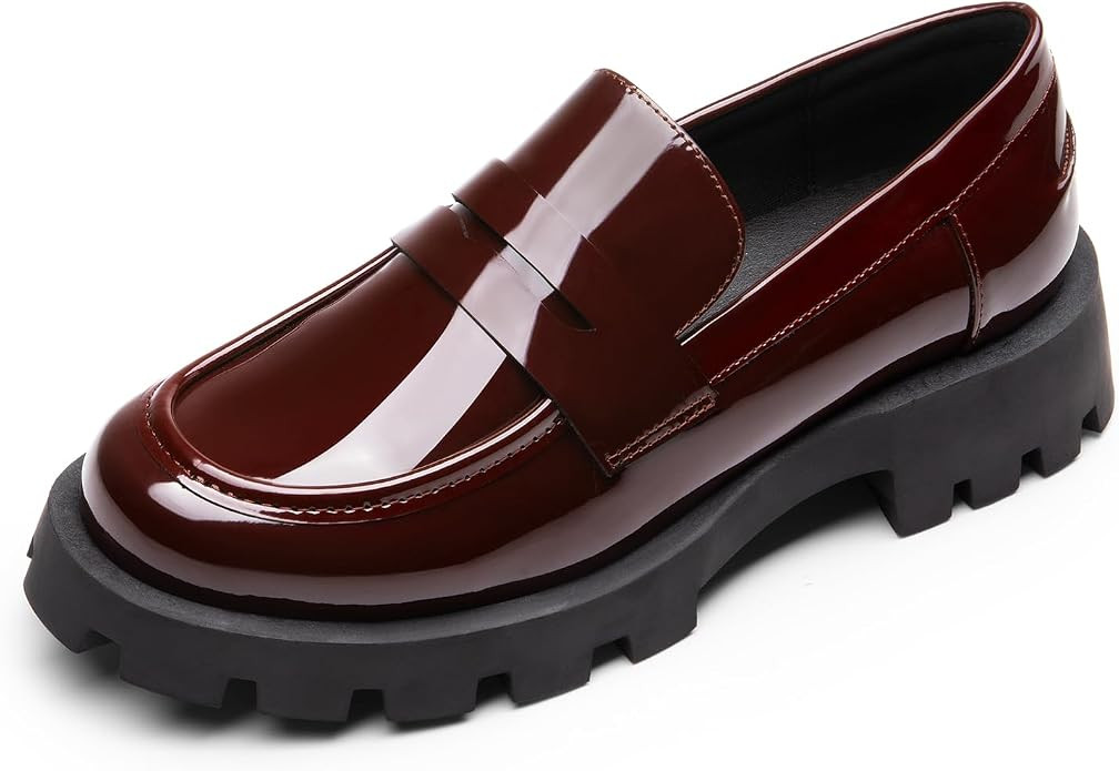 DREAM PAIRS Womens Penny Loafers Platform Chunky Shoes | Amazon (US)