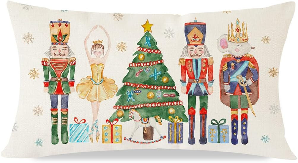 PANDICORN Christmas Throw Pillow Cover 12x20 Inch Nutcracker Christmas Decor Christmas Tree Party... | Amazon (US)