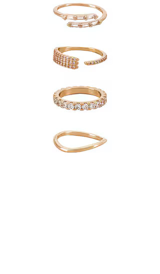 Crystal Embellished Ring Set in Gold | Revolve Clothing (Global)