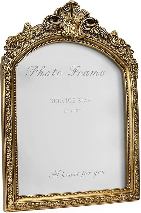 Cuspin 8x10 Picture Frame Antique Gold Frames, Vintage Gold Ornate Resin Photo Frame with Glass F... | Amazon (US)
