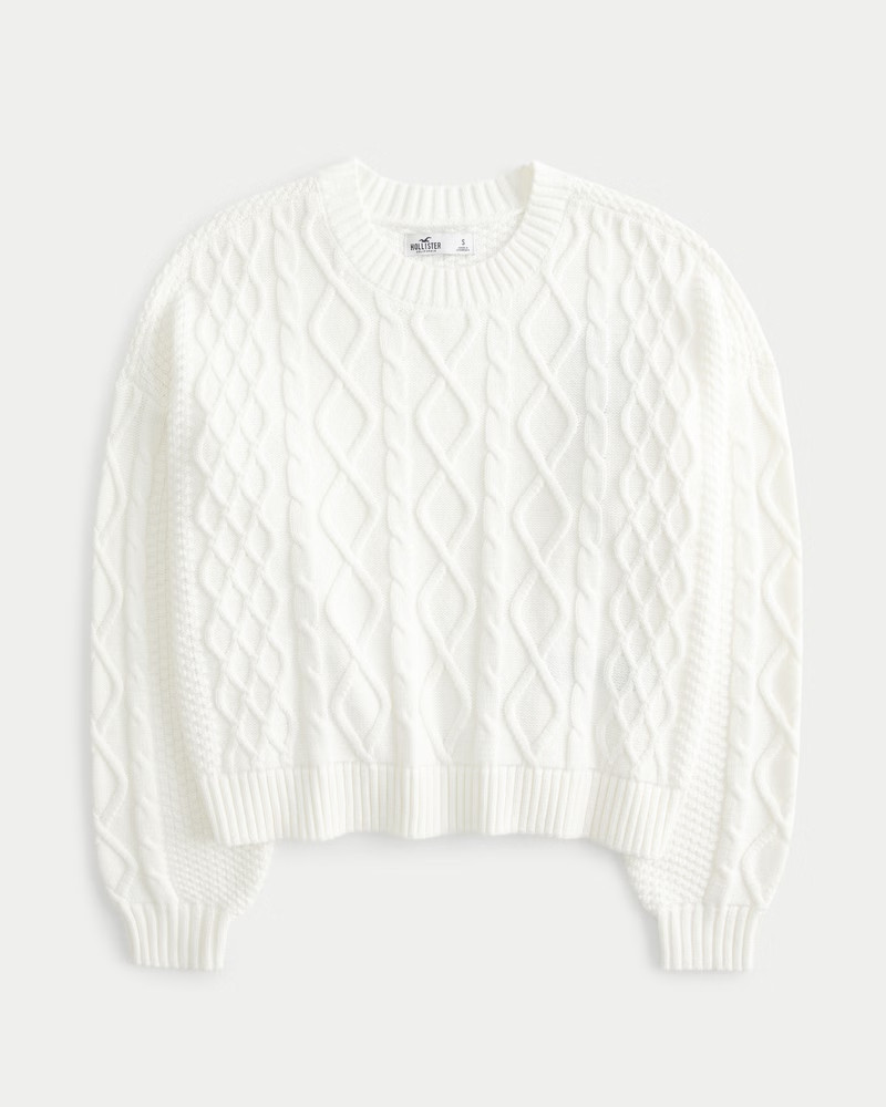 Easy Cable-Knit Crew Sweater | Hollister (US)