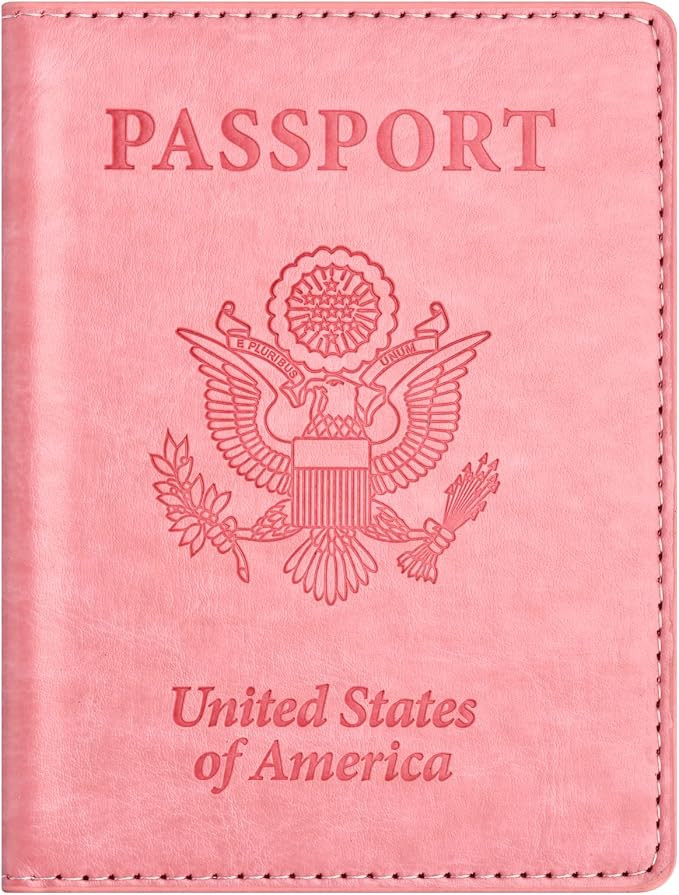 Eoehro Passport and Vaccine Card Holder, Faux Leather, AI-pink, Compact, Lightweight, Waterproof | Amazon (US)