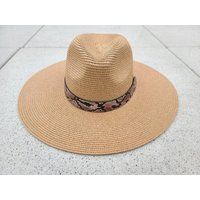Boater Sun Hat With Ribbon Bow, Hat, Women's Flat Top Fashion Bolero Beach Straw Hats, Hat, Wide Bri | Etsy (US)