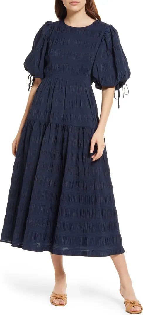Woven Textured A-Line Dress | Nordstrom