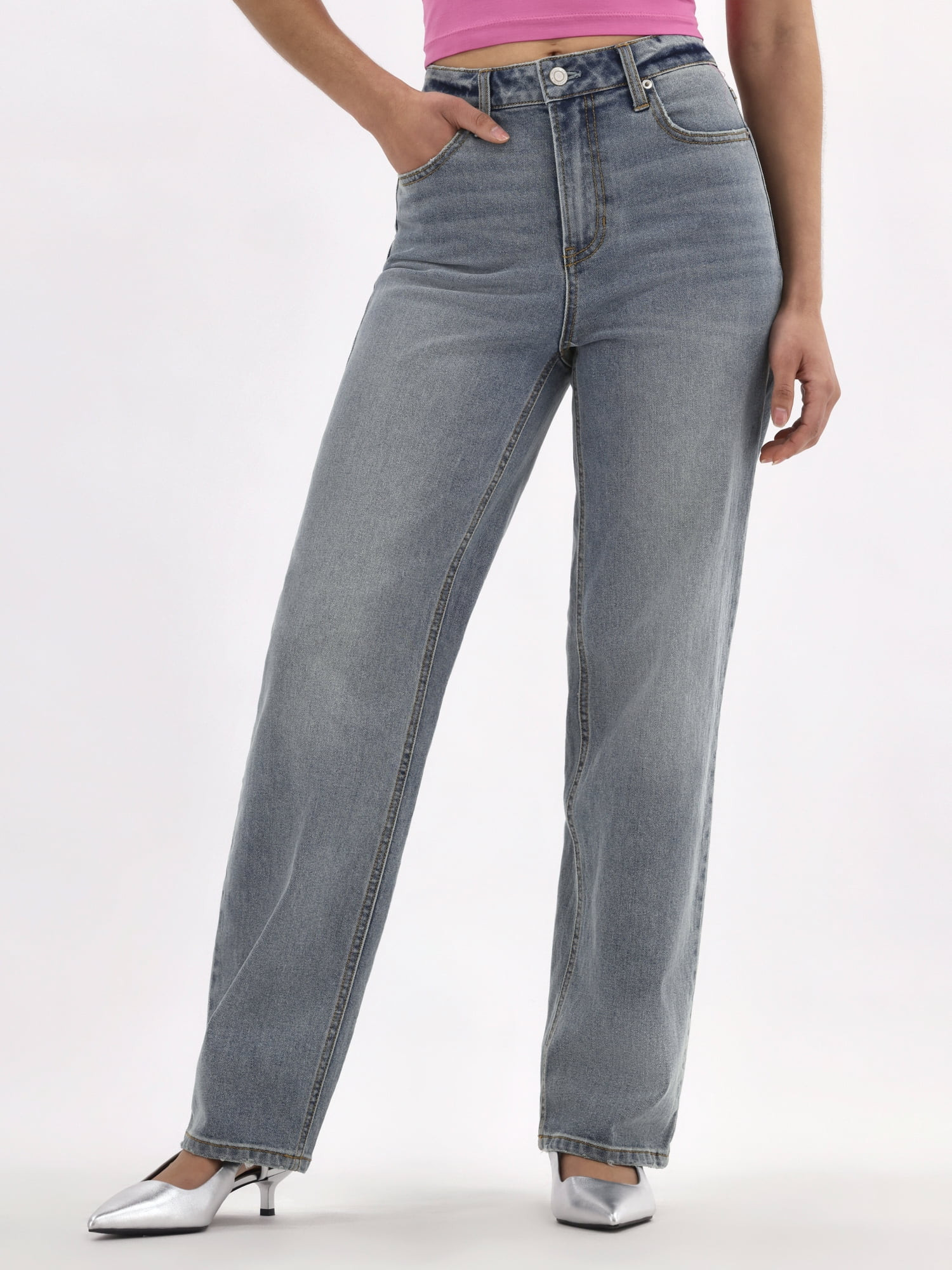 No Boundaries High-Rise Straight Leg Jeans, 30" Inseam, Women’s | Walmart (US)
