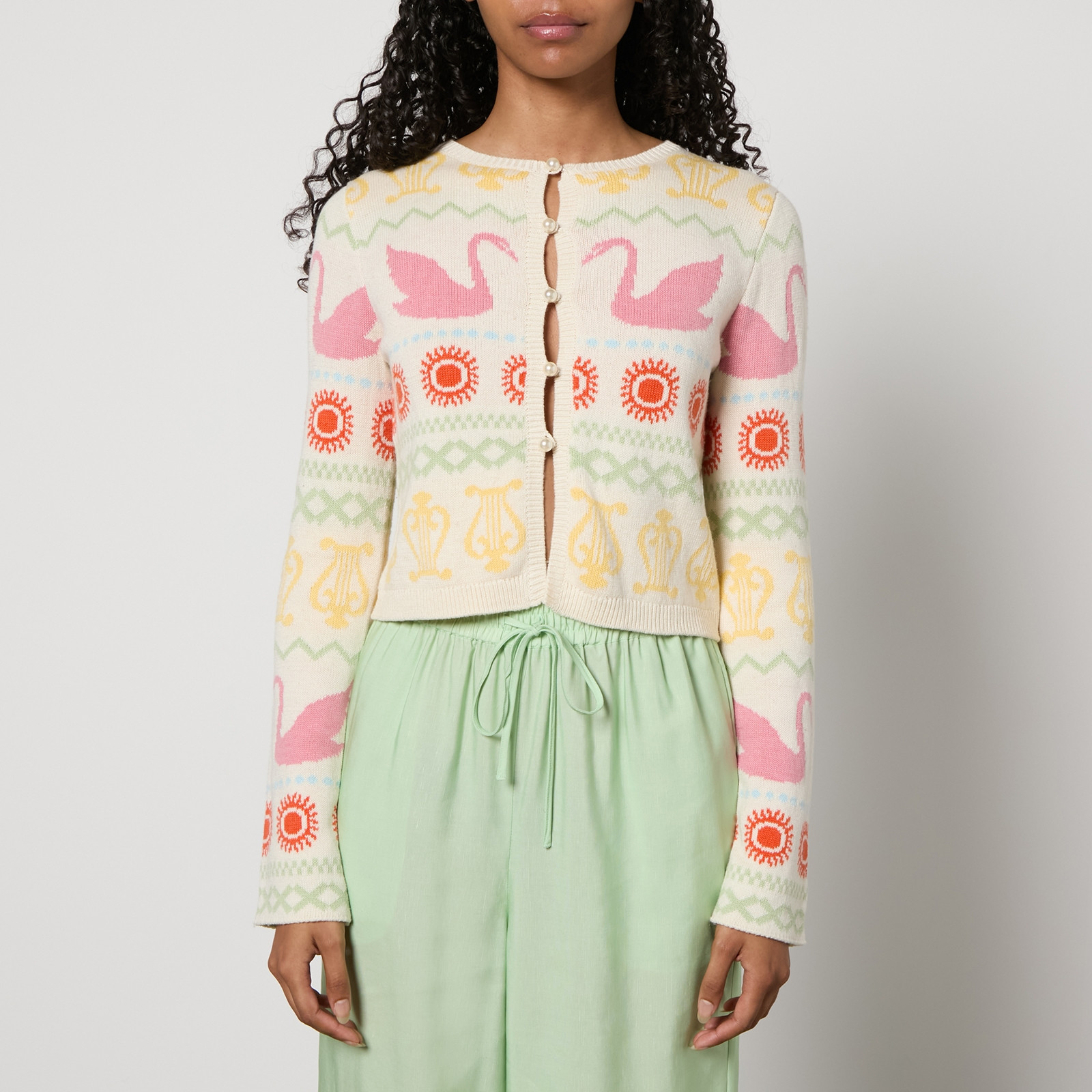 Kitri Carmel Fairisle Intarsia-Knit Cotton-Blend Cardigan - S | Coggles | Coggles (Global)