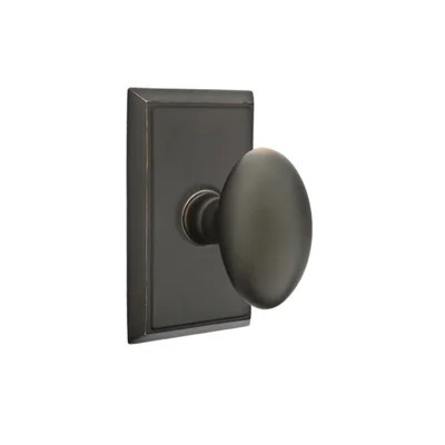 Emtek Key-in Single Cylinder Knobset w/ Rectangular Rosette and Egg Knob | Wayfair North America