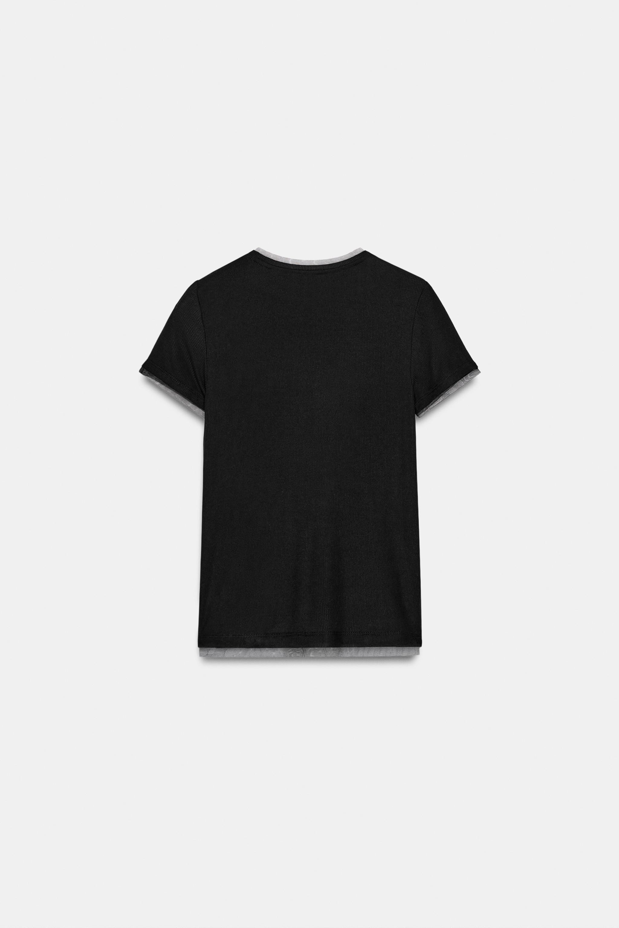 T-SHIRT WITH TULLE DETAIL | Zara UK