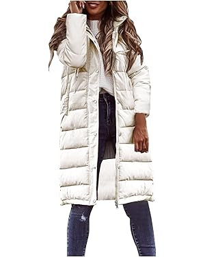 fartey Women's Winter Coats Quilted Warm Snow Puffer Jacket Thicken Heavyweight Hooded Maxi Parka... | Amazon (US)